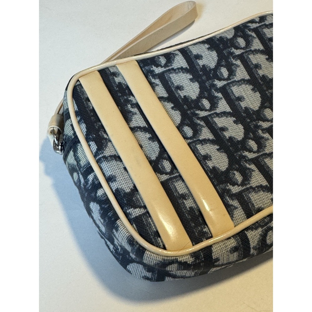 Christian Dior Trotter Canvas Pouch PVC Navy Silver Authentic - Picture 4 of 11